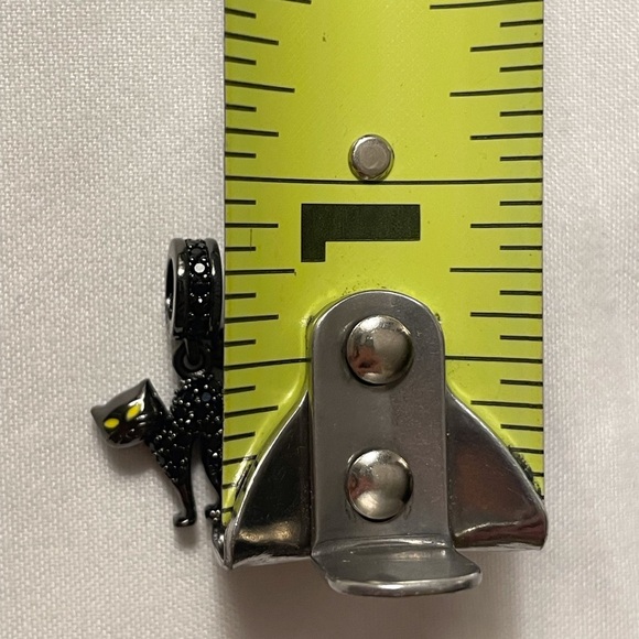 Charm for Pandora Bracelets Black Spooky Cat with Yellow Eyes Sterling Silver - Picture 9 of 9